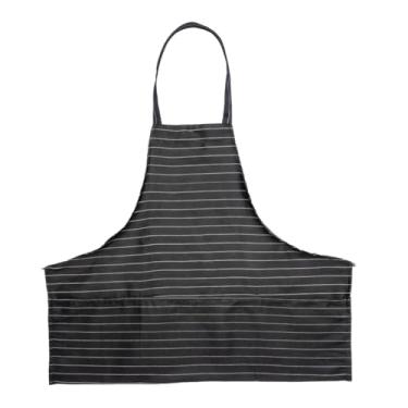 Imagem de Avental de babador aprovado pelo chef de 63,5 cm | Blusa profissional de meio comprimento com (2) bolsos frontais para açougueiro de cozinha de restaurante | Gravatas ajustáveis, unissex, lavável na