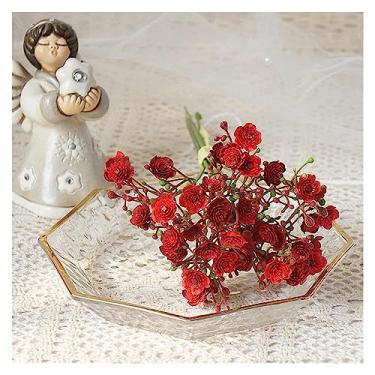 Imagem de Vaso com 40 cabeças buquê de flores artificiais de plástico feito à mão, planta falsa, Gypsophila floral, para casamento, casa, decoração de mesa, vaso (C)