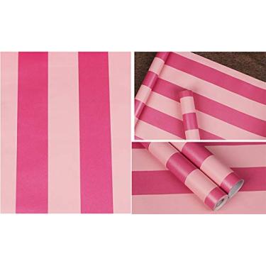 Imagem de PoetryHome Papel de parede autoadesivo de vinil vermelho e rosa listrado para paredes de crianças e meninas quarto de 17,7 x 117 polegadas