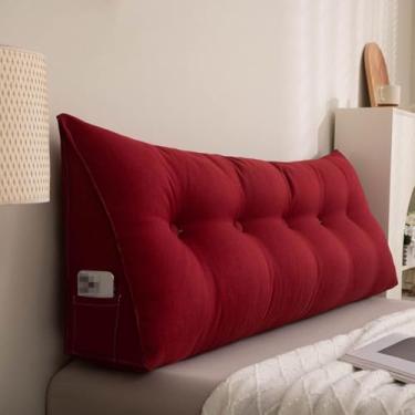 Imagem de CFLNYC Reading Pillow Triangular Wedge Reading Pillow with Side Pockets, Lumbar Support Pad, Soft Breathable Reading Backrest(Red,24"/60cm)