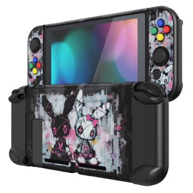 Imagem de eXtremeRate PlayVital Back Cover for Nintendo Switch, NS Joycon Handheld Controller Protector Hard Shell, Dockable Protective Case with Colorful ABXY Direction Button Caps - Lovely Punky Bunny