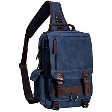 Imagem de Mochila de ombro transversal com alça carteiro da El-fmly para viagens ao ar livre, esportiva, laptop para homens, Clássico, Azul, Large