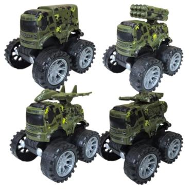 Imagem de Kit 4 Carrinho Friccao Monster Brinquedo Infantil Atacado Militar Bombeiro Construcao (MILITAR)