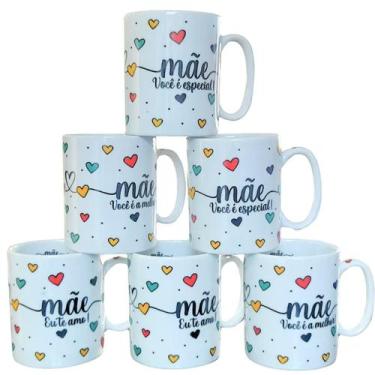 Imagem de Jogo 18 canecas 300ml Frases Mãe - Kit Porcelana - Decoração Caneca Co