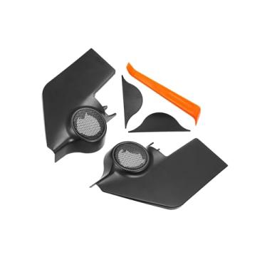 Imagem de Motoforti Caixa de som interior da porta do carro, janela, uma capa de pilar, acabamento tweeter, painel de alto-falante adequado para Nissan Sentra 12-18 com chave de fenda ABS preto - Pacote com 2