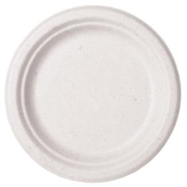 Imagem de Vegware Placas de papel compostáveis de fibra moldada de 18 cm, caixa com 1000, descartáveis, fibra de cana de açúcar branca recuperada, bagaço, redondo, sem árvores, mais forte que papel e isopor