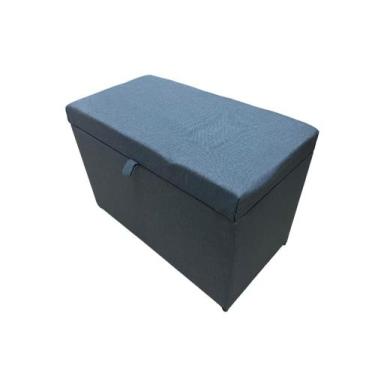 Imagem de Puff Baú Estofado Retangular C/ Pistão á Gás Em Linho - Azul - NEGROMO