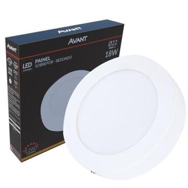 Imagem de 10 Plafon Sobrepor Redondo 18w Branco Quente 3000k Amarela - Avant