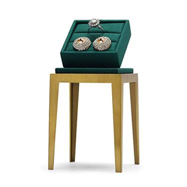 Imagem de Suporte de exibição de anel de metal, suporte de exibição de pingente de joias, organizador de joias, pedestais, expositor de joias de veludo verde, One Size, Ágata