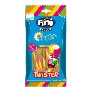 Imagem de Bala Fini Tubes Arco Íris - Twister Azedinho Citrico 240g, 1 unidade, 