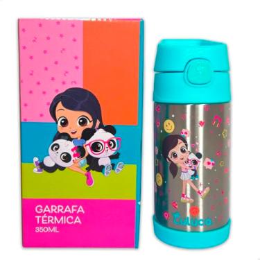 Imagem de Garrafa T�rmica Luluca Infantil Menina Escolar Inox 350ml Al�a Transporte Canudo com Trava (Verde)