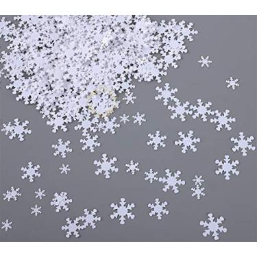 Imagem de Christmas Snowflake Confetti Decoration- 1500pcs | Snowflakes Frozen Party Confetti | Winter Wonderland Birthday Baby Shower Wedding Sequins Christmas Party Sprinkles Confetti Decorations (White)