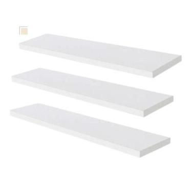 Imagem de Kit 3 Prateleiras 60x15 Mdf Branco Parede Madeira Quarto - Inffinity