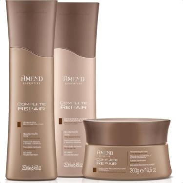 Imagem de Kit Cabelos Amend Reconstrutor Shampoo 250ml Condicionador 250ml Máscara 300g