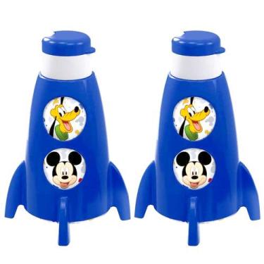 Imagem de 2 Garrafinhas de Foguete do Mickey Divertida Janelas Giratórias 320ml 