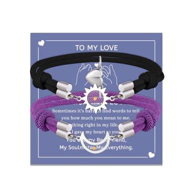 Imagem de AINILOVE Pulseira combinando sol e lua a semente da amizade e amor atração mútua pulseiras de relacionamento para namorada, namorado, esposa, amigos, relacionamento de longa distância presente para