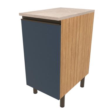 Imagem de Balcão Bartira Cristal em MDP com 1 Porta, 40cm de Largura - Lâmina de Mel/Azul Royal