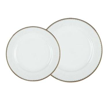 Imagem de Prato de bife, conjunto de faca e garfo ocidental, prato de porcelana de osso de mesa de hotel - 20 cm + prato ocidental de 26,7 cm