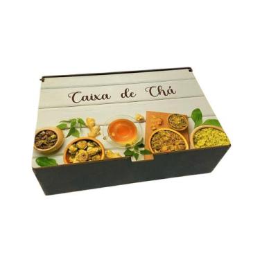 Imagem de Caixa Porta Chá Sachê Adesivada MDF C/ 6 Divisórias - AMA