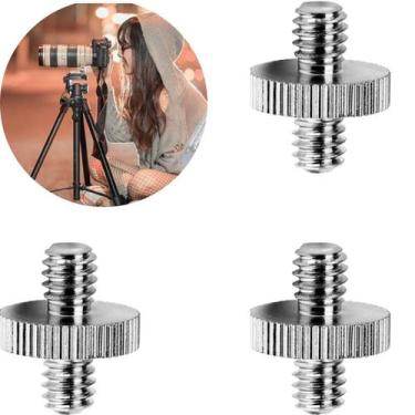 Imagem de Kit 3 Parafuso Adaptador 1/4 1/4 Tripé Câmera Flash Luz Dslr - PDIMPOR