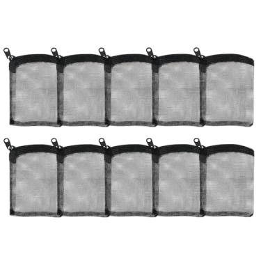 Imagem de AQUANEAT 10 sacos de mídia de filtro de aquário, sacos de malha grossa para aquário de peixes, 7,6 x 20,3 cm/14 x 20,3 cm com zíper de plástico para carvão ativado (7,6 cm x 10 cm)