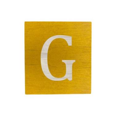 Imagem de Cubo Amarelo Letra Branca Festa Chá de Bebê Decoração 8x8x8 Cm Mdf Mad