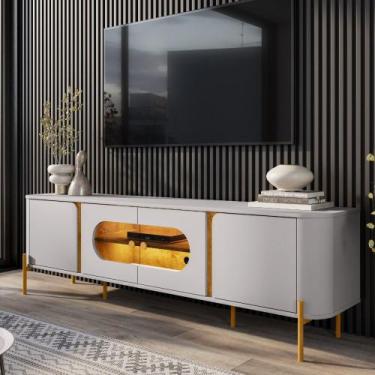 Imagem de Rack para TV Até 55 Polegadas com LED e Vidro Reflecta 4 Portas com Pé