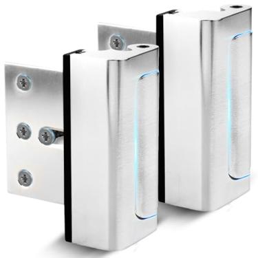 Imagem de Dwell+Good Trava de reforço de porta (pacote com 2) - Fechadura de porta de segurança doméstica de níquel DIY para porta da frente - Fechaduras de segurança para portas internas | Fechadura à prova de