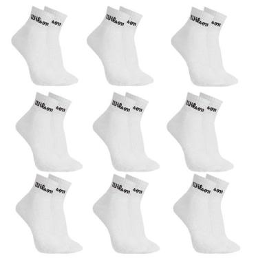 Imagem de Kit 9 Pares Meias Wilson Cano Médio Masculino Adulto, Branco, 34-38