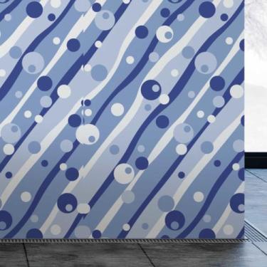 Imagem de Papel De Parede Adesivo Azul Bolhas Banheiro Abstrato 3.5m - DELIQUADR