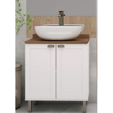 Imagem de Gabinete para Banheiro 80cm 2 portas com Tampo e Pés 33 Acquaflex Geni