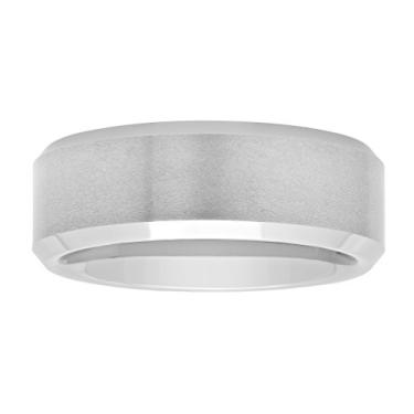 Imagem de STEEL NATION JEWELRY Aliança de casamento masculina de carboneto de tântalo 8 mm - Anel de acabamento acetinado prateado, Metal, Sem pedra preciosa