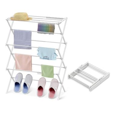 Imagem de KeingGcopr Escorredor de roupas doméstico interno, prateleira de secagem dobrável para lavanderia - 101,6 cm x 73,2 cm x 36,1 cm, economia de espaço interno e externo, branco puro - 1 pacote
