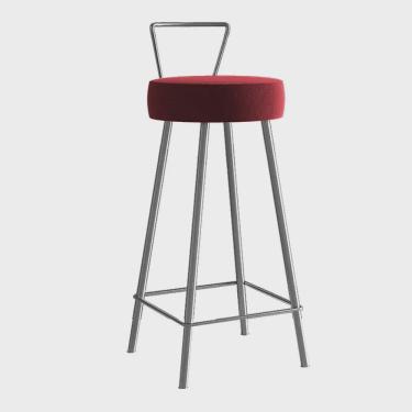 Imagem de Banqueta Alta Com Encosto Tais Eiffel Cozinha Bar Bistrô Ferro Cinza Sintético Vermelho - Ahazzo Móveis