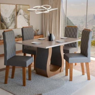 Imagem de Mesa de Jantar 4 Lugares Belvedere Mel/Blonde/Cinza - Panorama Móveis,