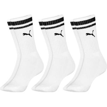 Imagem de Kit 3 Pares Meias Puma Cano Alto Masculina Algodão Meia Masculina Femi