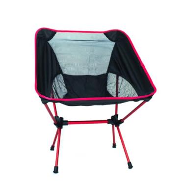 Imagem de Cadeira Dobrável Portátil Karibu para Camping e Pesca, Estrutura de Alumínio, Preta e Vermelha