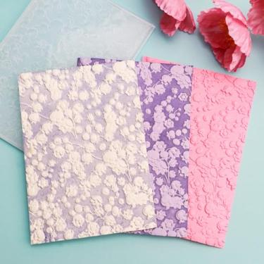 Imagem de BAOFALI Pasta de gravação em relevo 3D para fazer cartões, linda flor textura de plástico desvanece modelo de pasta de gravação para scrapbooking álbum de cartolina DIY decoração artesanato em papel