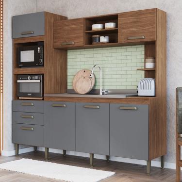 Imagem de Cozinha Completa Marromyna 7 Portas 2 Gavetas Freijó/Cinza - Irm Móveis