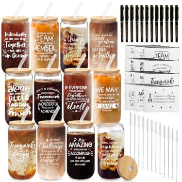 Imagem de Conjunto de 12 presentes de agradecimento de funcionários a granel, presentes de agradecimento para colegas de trabalho, professores, enfermeiros, copos de copos de Natal, 473 ml, em forma de lata