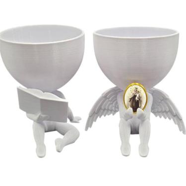 Imagem de Kit Decoração Nossa Senhora do Carmo Anjinho + Lendo Biblia - Point da