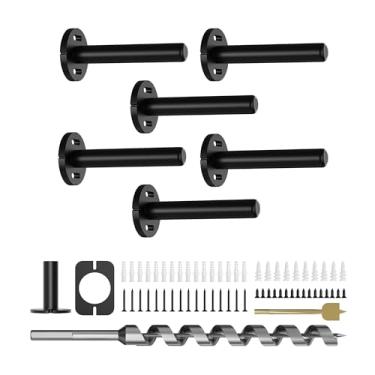 Imagem de Crafterspirit 6 Peças De Suportes Prateleira Parede, Suporte Flutuante Resistente, Oculto, Invisível, Preto, Prateleira, Decorativo, Flutuante, Hardware Prateleir