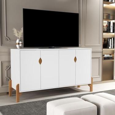 Imagem de Rack Para Tv ou Aparador 4 portas Pés de madeira Talita Cor Branco - M