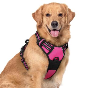 Imagem de Arnês para cães rabbitgoo No Pull ajustável rosa choque XL