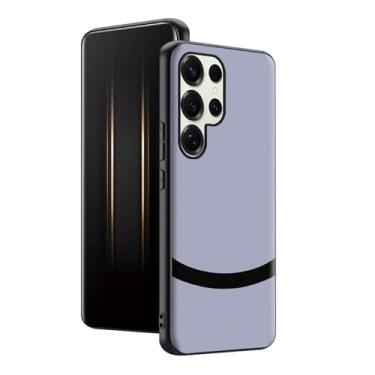 Imagem de HAO RIYLN Capa de couro para Samsung Galaxy S25 Ultra/S25 Plus/S25, capa de negócios fina e macia à prova de choque minimalista, roxo, S25plus