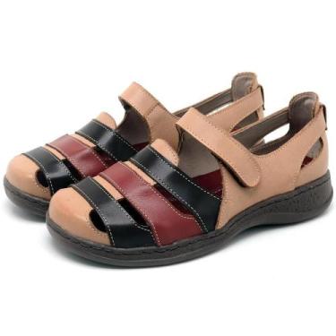 Imagem de Sandália Ortopédica Feminina Couro Conforto Dia a Dia - Rubim Calçados