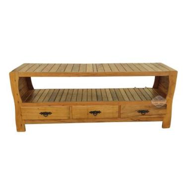 Imagem de Rack Ripado em Madeira de Demolição Cor Natural Sudeste Rústico