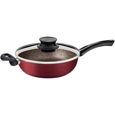 Imagem de Fritadeira Multiuso Tramontina Paris em Alumínio com Revestimento Interno e Externo em Antiaderente Starflon Max Vermelho com Tampa de Vidro 26 cm 3,6 L