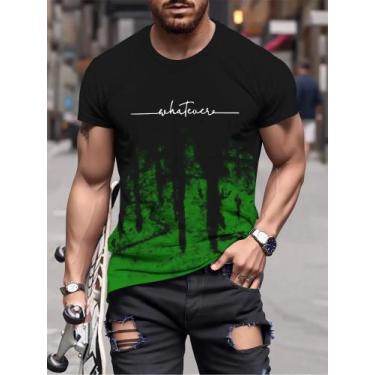 Imagem de Camiseta Masculina Gola Redonda com Estampa Degradê - Manga Curta - Es