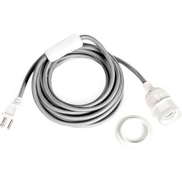 Imagem de Tadpoles Cabo de luz Swag pendente pendente pendente com interruptor Plug & On/Off, 12 pés, prata